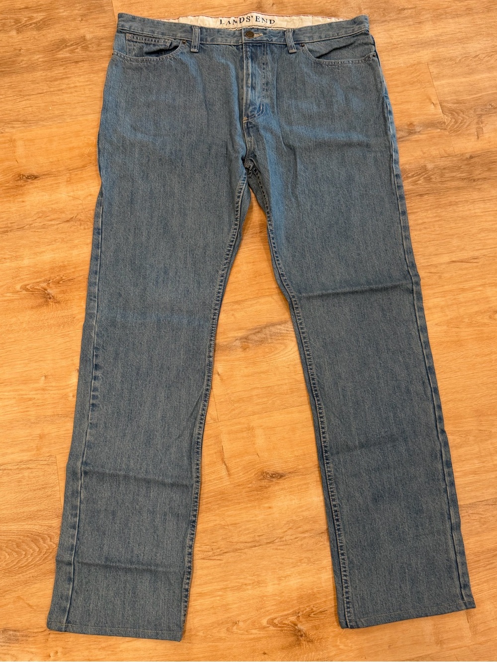 Lands' End Classic Straight-Leg Jeans in Medium Blue